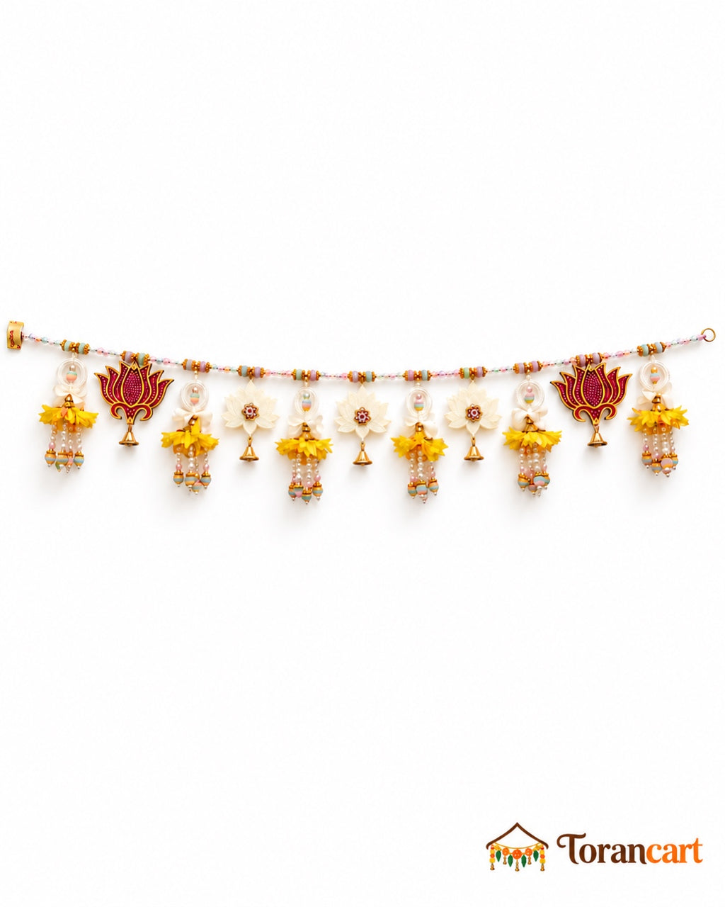 Kamal Yellow Blossom Toran - full product on a white background with Torancart branding