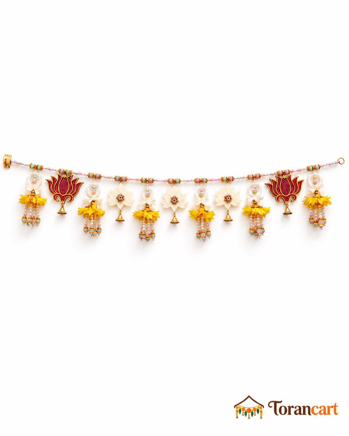 Kamal Yellow Blossom Toran - full product on a white background with Torancart branding