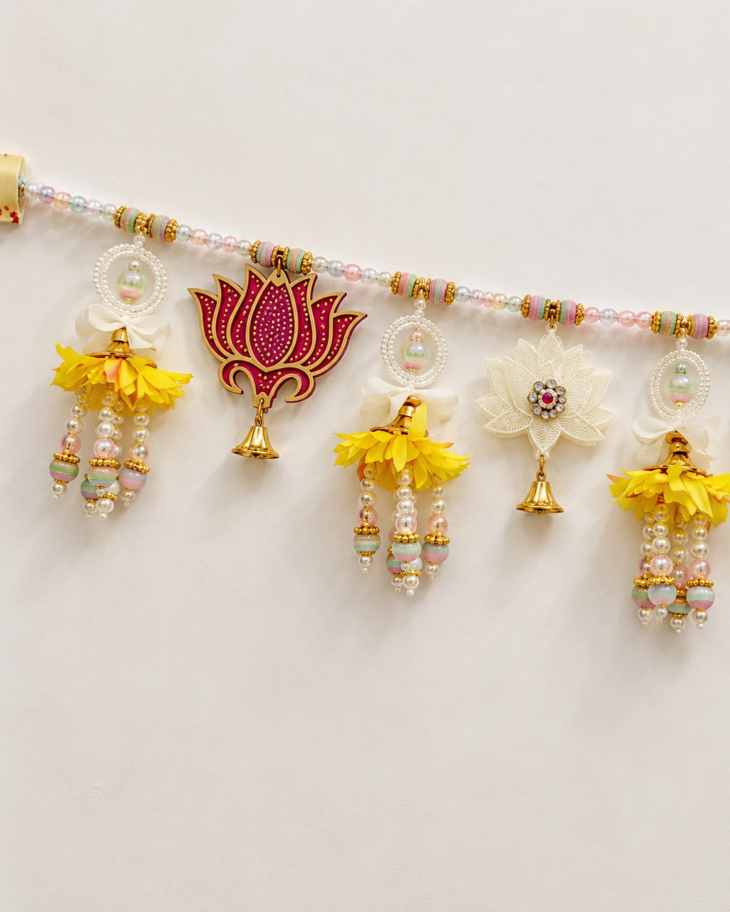 Kamal Yellow Blossom Toran - close-up of decorative details
