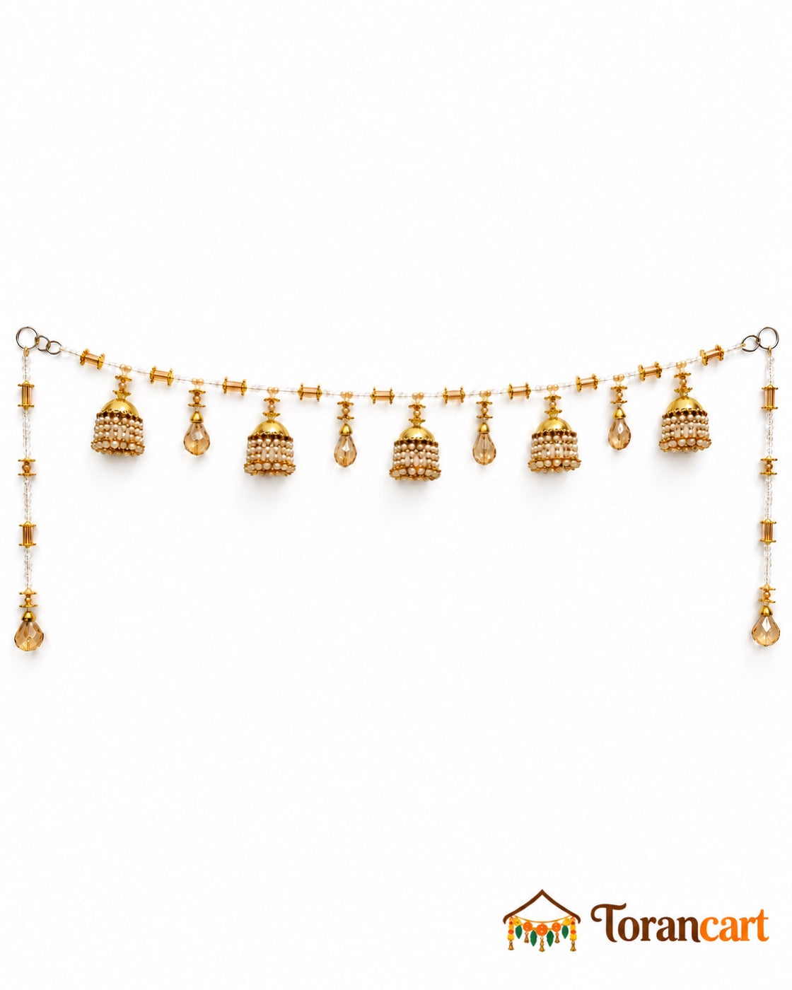 Sunehri Jhumka Drop Toran - full product on a white background with Torancart branding
