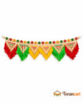 Rangoli Multicolour Tassel Toran - full product on a white background with Torancart branding
