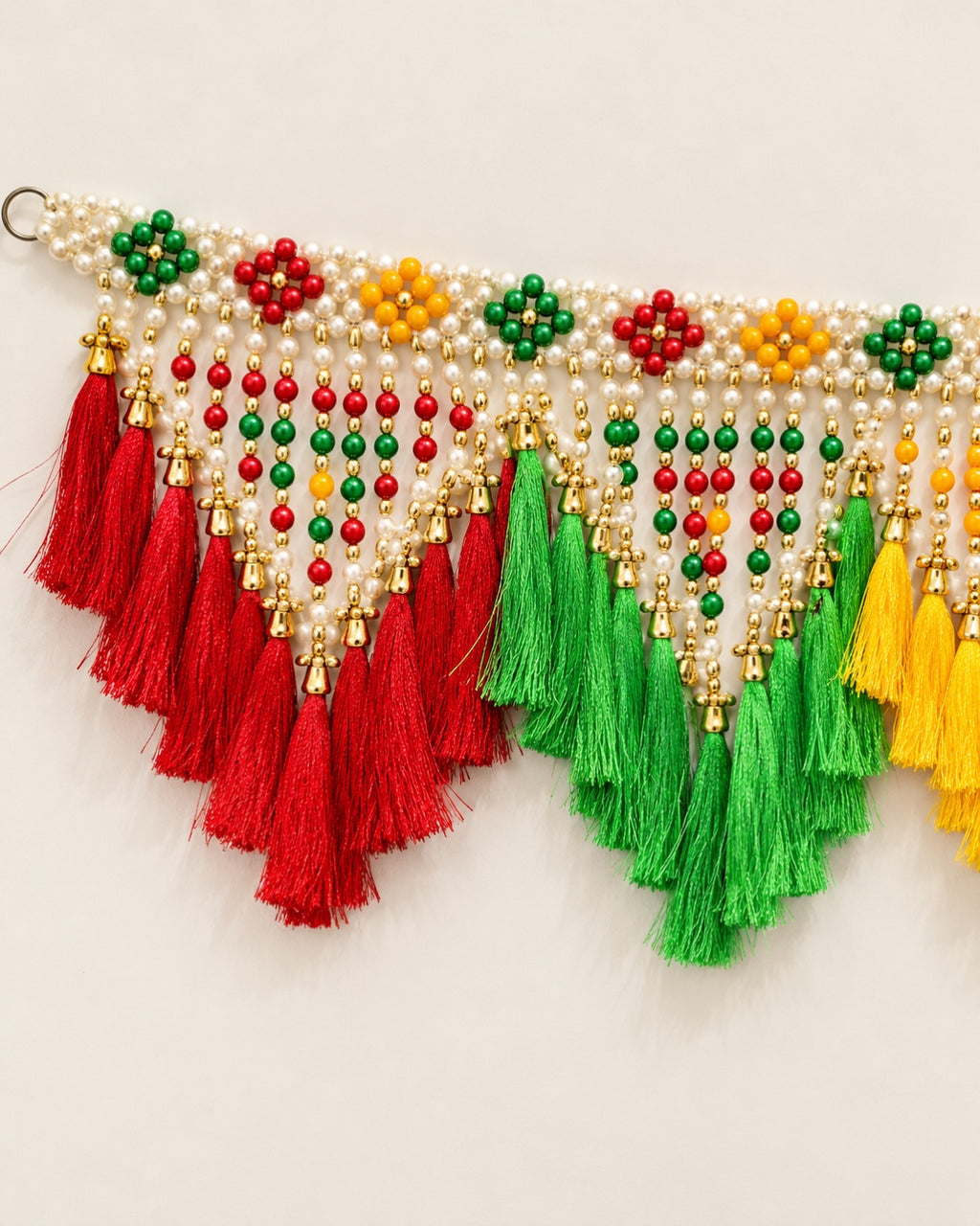 Rangoli Multicolour Tassel Toran - close-up of decorative details