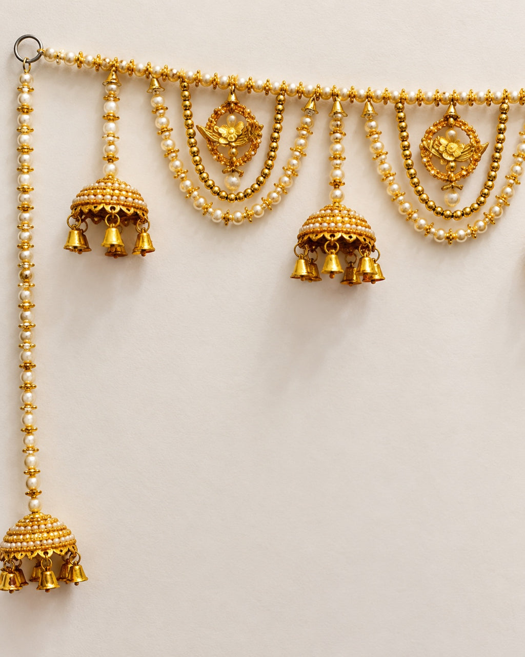 Sunehri Medallion Jhumka Toran - close-up of decorative details