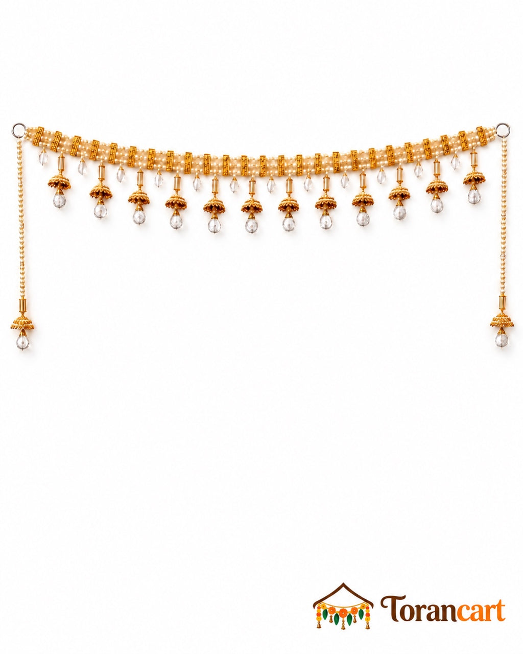 Amber Jhumka Crystal Drop Toran - full product on a white background with Torancart branding