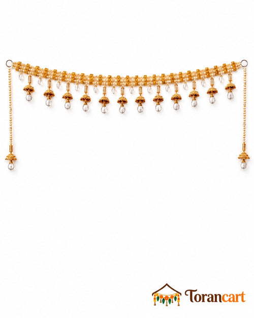 Amber Jhumka Crystal Drop Toran - full product on a white background with Torancart branding