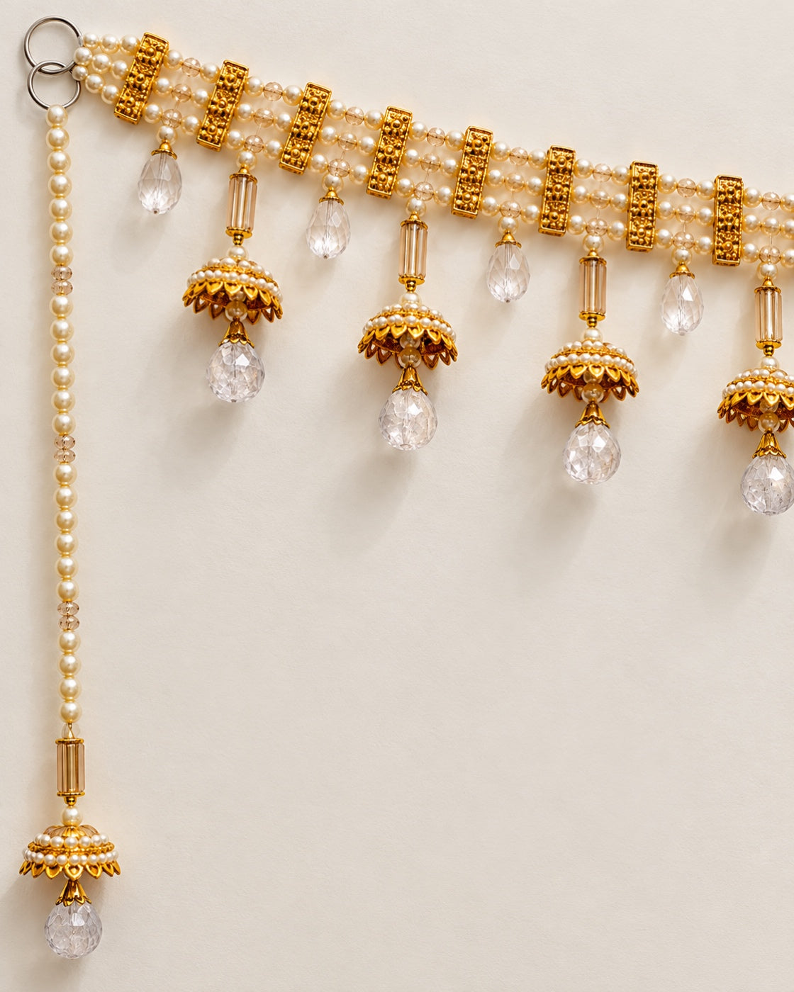 Amber Jhumka Crystal Drop Toran - close-up of decorative details