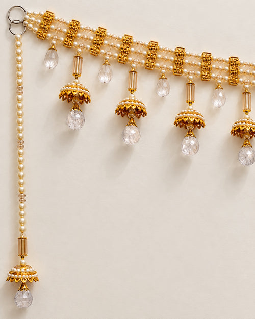 Amber Jhumka Crystal Drop Toran - close-up of decorative details