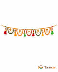 Ganesh Multicolour Tassel Toran - full product on a white background with Torancart branding