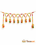 Rangoli Pom-Pom Bell Toran - full product on a white background with Torancart branding