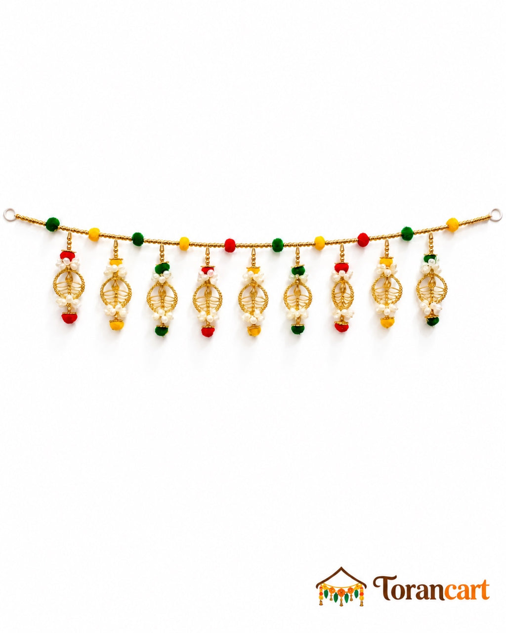 Golden Leaf Blossom Toran - full product on a white background with Torancart branding