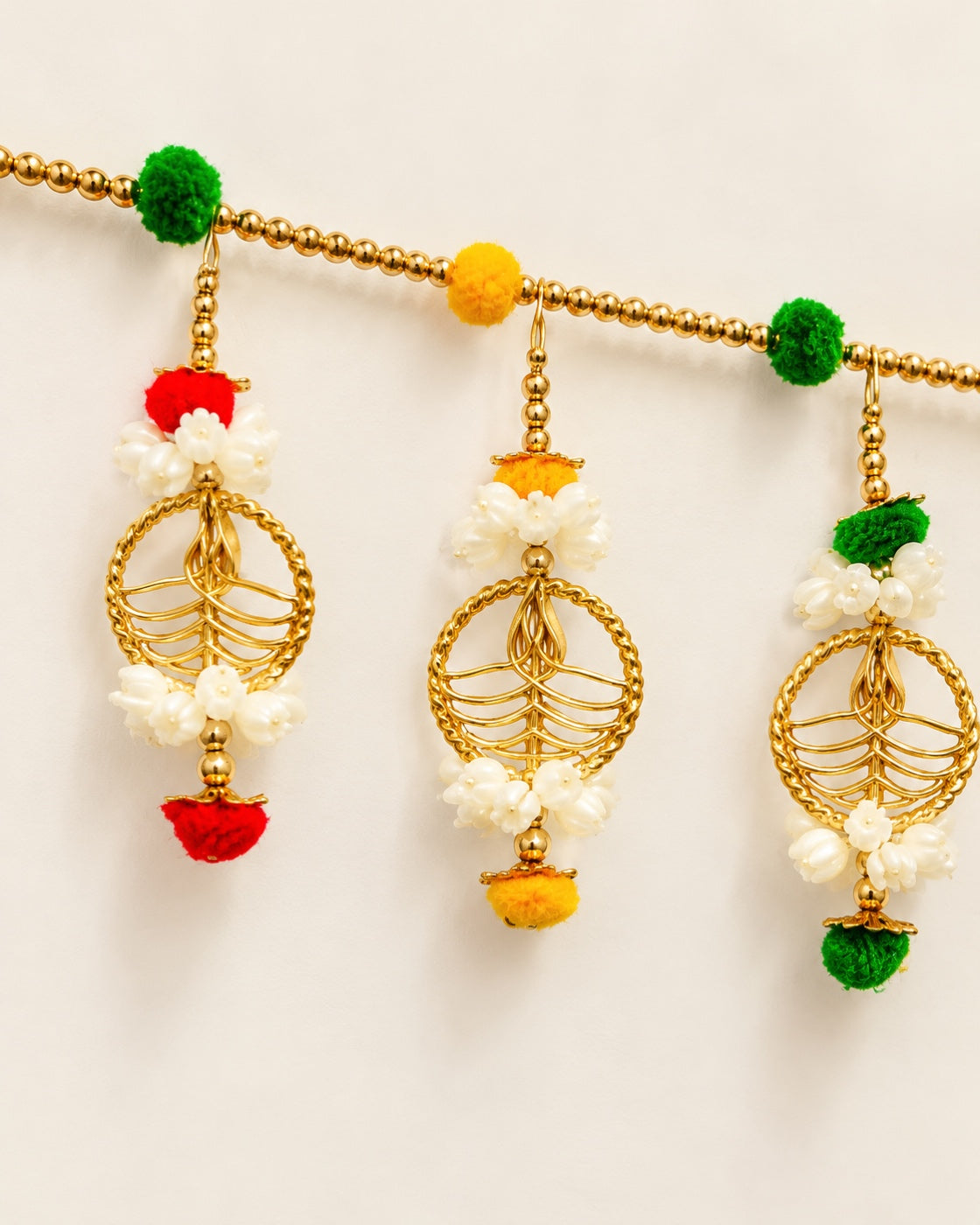 Golden Leaf Blossom Toran - close-up of decorative details