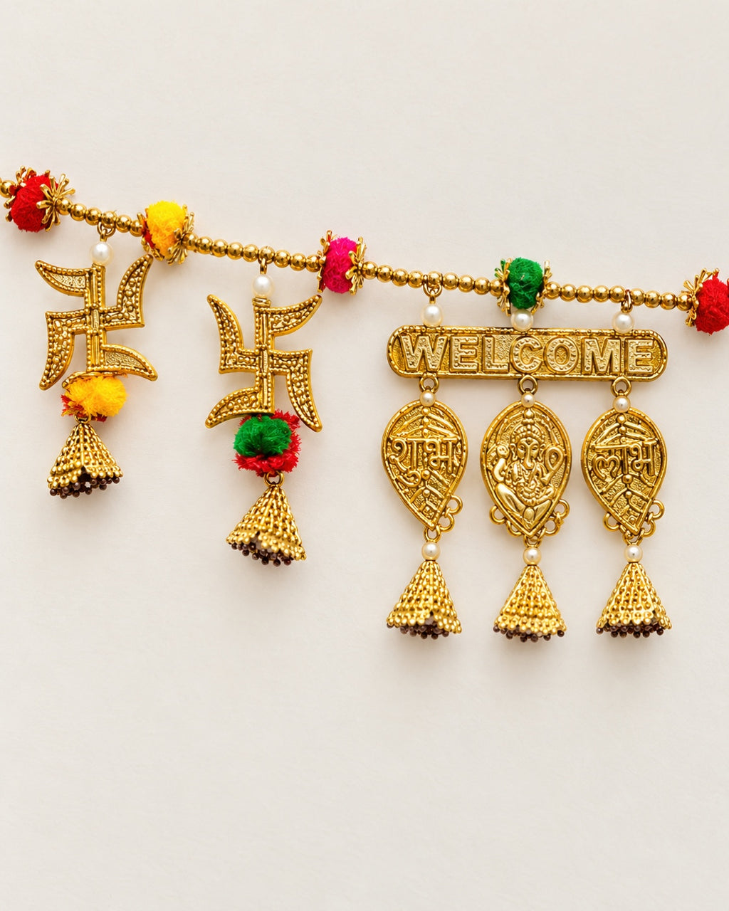 Shubh Labh Welcome Toran - close-up of decorative details