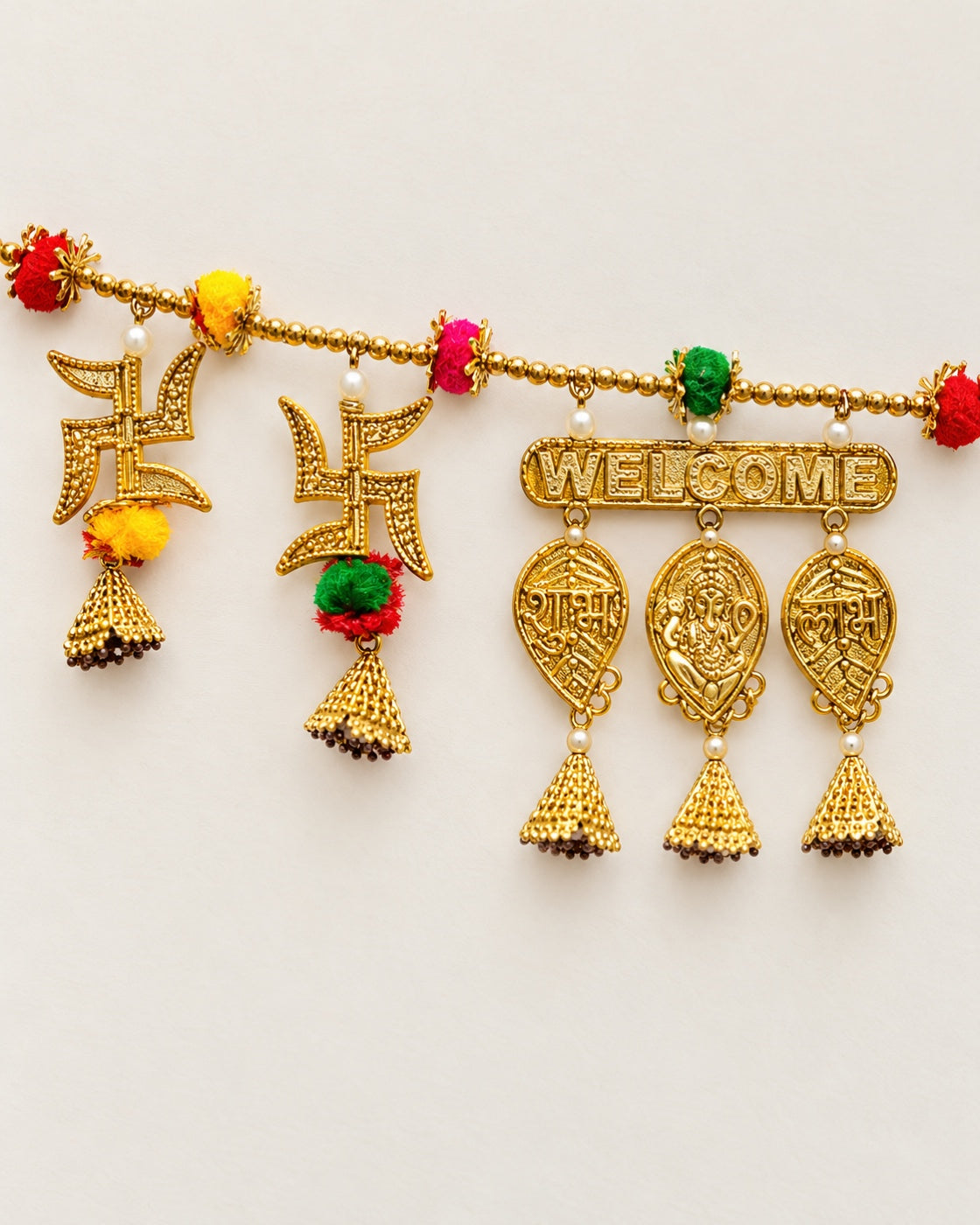Shubh Labh Welcome Toran - close-up of decorative details